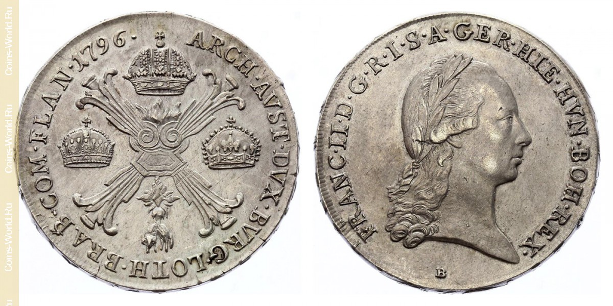 1 kronenthaler(coroatáler) 1796 B, Países Baixos Austríacos