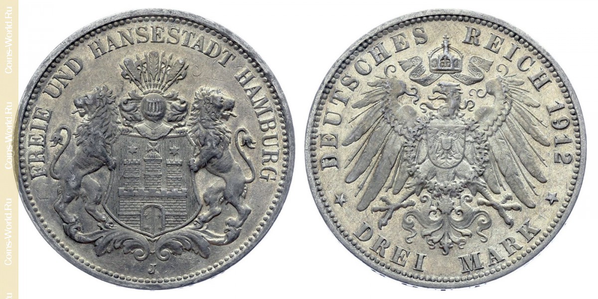 3 marcos 1912, Alemán (Imperio)