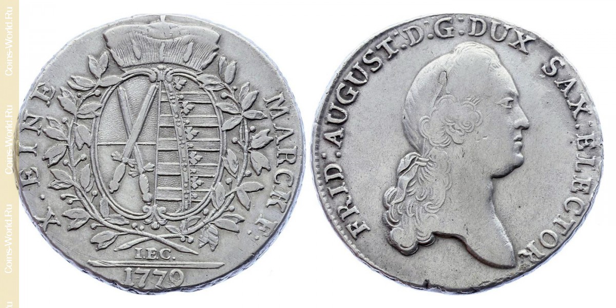 1 thaler 1779, Only denomination text on reverse, Saxony