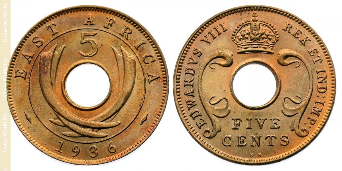 5 centavos 1936 KN, África Oriental Británica