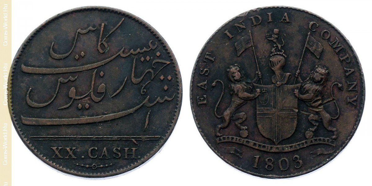 20 cash 1803, India - Británica