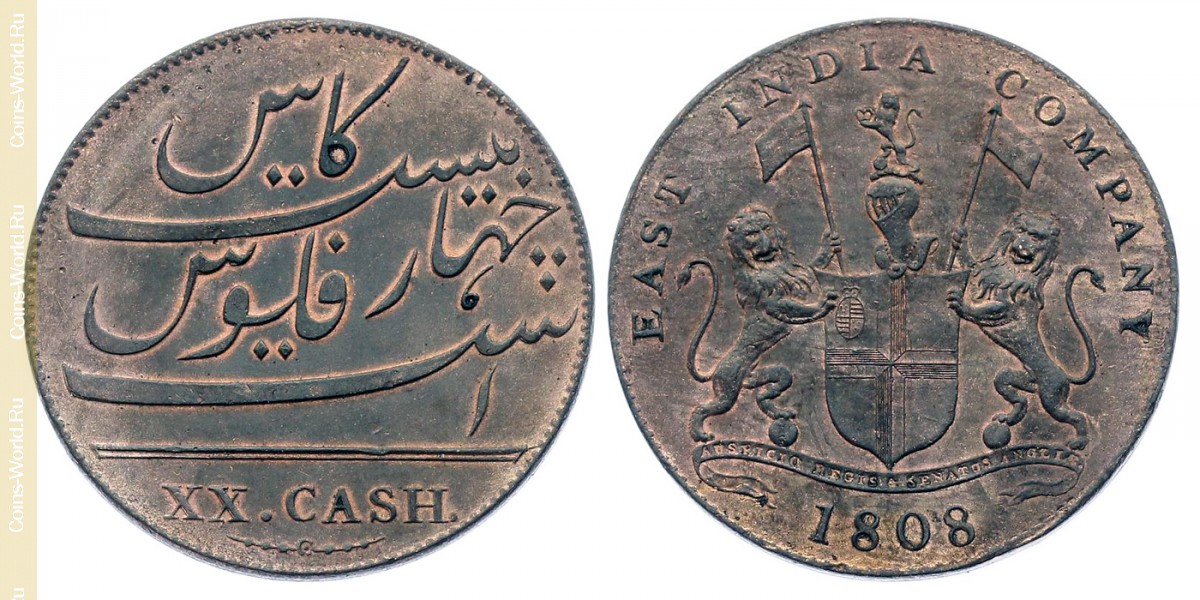20 cash 1808, India - Británica