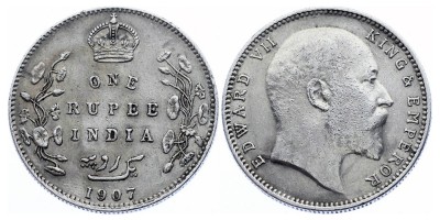 1 рупия 1907 года B