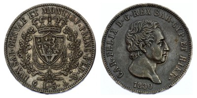 5 lire 1830 P
