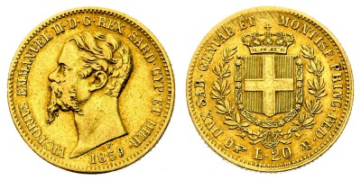 20 lire 1859 B